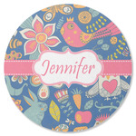 Owl & Hedgehog Round Rubber Backed Coaster (Personalized)