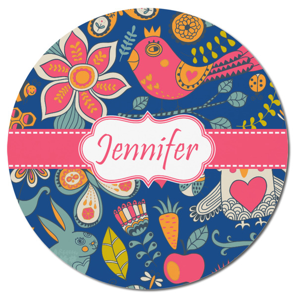 Owl & Hedgehog Round Fridge Magnet - FRONT
