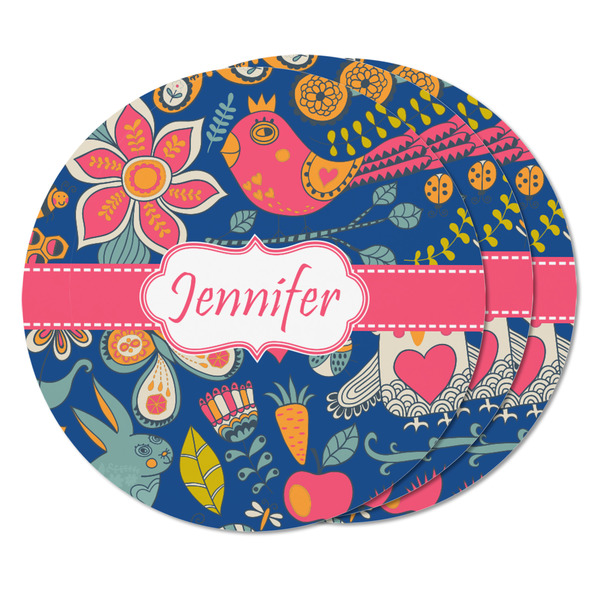 Owl & Hedgehog Round Fridge Magnet - THREE