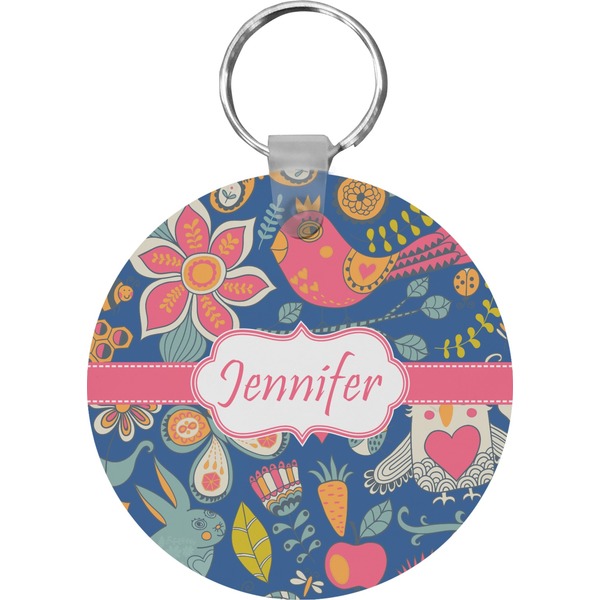 Custom Owl & Hedgehog Round Plastic Keychain (Personalized)
