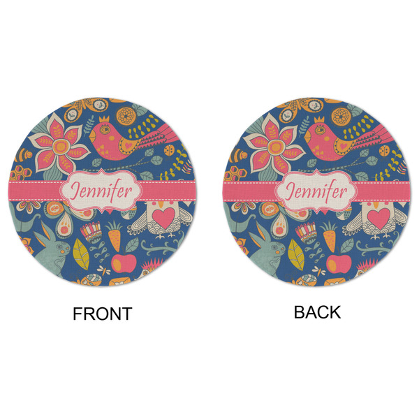 Owl & Hedgehog Round Linen Placemats - APPROVAL (double sided)