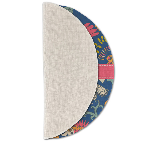 Owl & Hedgehog Round Linen Placemats - HALF FOLDED (single sided)