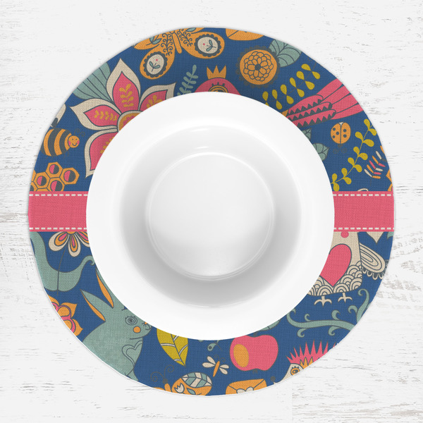 Owl & Hedgehog Round Linen Placemats - LIFESTYLE (single)