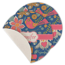 Owl & Hedgehog Round Linen Placemat - Single Sided - Set of 4 (Personalized)