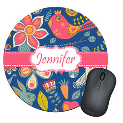 Owl & Hedgehog Round Mouse Pad (Personalized)