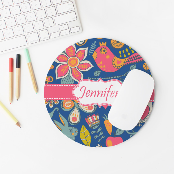Owl & Hedgehog Round Mousepad - LIFESTYLE 2