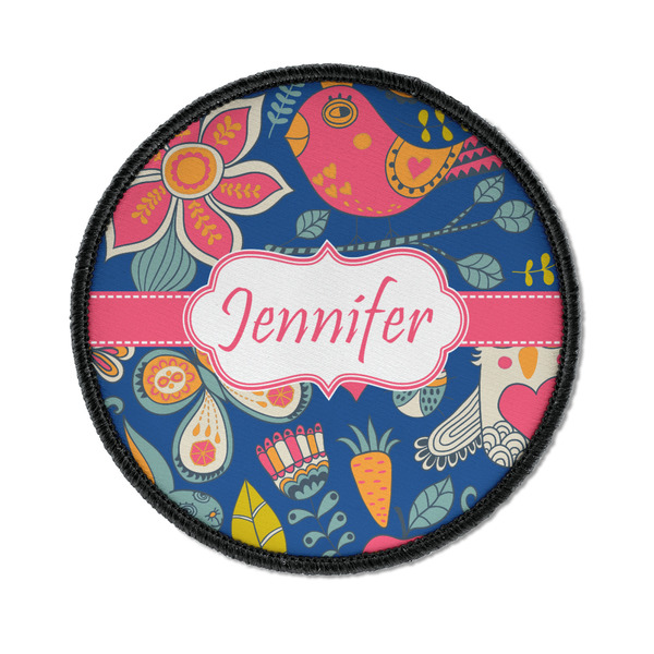 Custom Owl & Hedgehog Iron On Round Patch w/ Name or Text