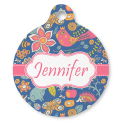 Owl & Hedgehog Round Pet ID Tag (Personalized)