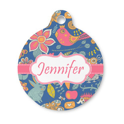 Owl & Hedgehog Round Pet ID Tag - Small (Personalized)