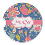 Owl & Hedgehog Sandstone Car Coaster - Single (Personalized)