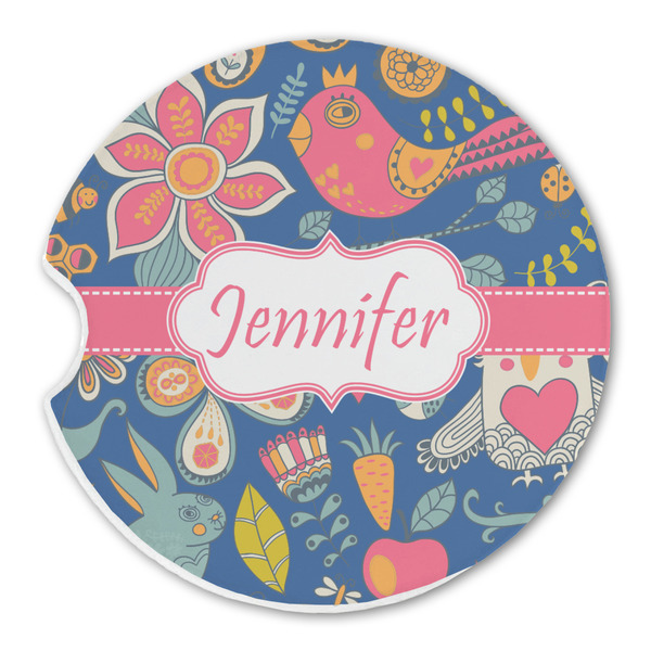 Custom Owl & Hedgehog Sandstone Car Coaster - Single (Personalized)