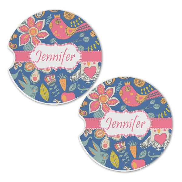 Owl & Hedgehog Sandstone Car Coasters - Set of 2