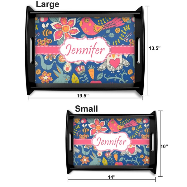 Owl & Hedgehog Serving Tray Black Sizes