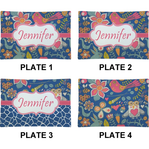 Owl & Hedgehog Set of Rectangular Appetizer / Dessert Plates (Approval)