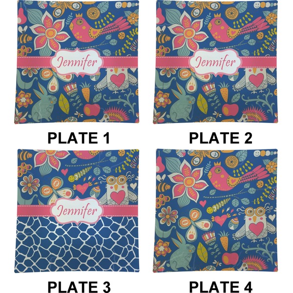 Owl & Hedgehog Set of Square Dinner Plates (Approval)