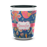 Owl & Hedgehog Ceramic Shot Glass - 1.5 oz - Two Tone - Set of 4 (Personalized)