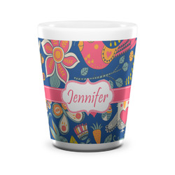 Owl & Hedgehog Ceramic Shot Glass - 1.5 oz - White - Set of 4 (Personalized)