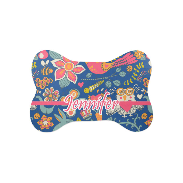 Custom Owl & Hedgehog Bone Shaped Dog Food Mat (Small) (Personalized)