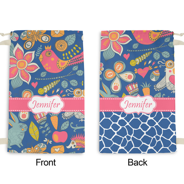 Owl & Hedgehog Small Laundry Bag - Front & Back View