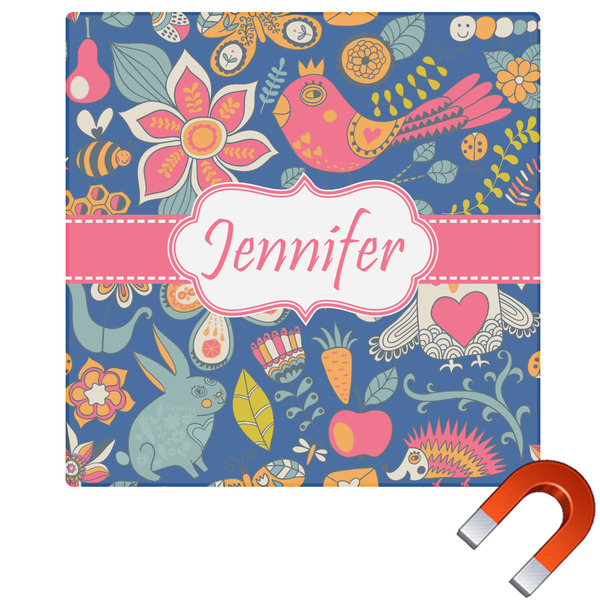 Custom Owl & Hedgehog Square Car Magnet - 10" (Personalized)