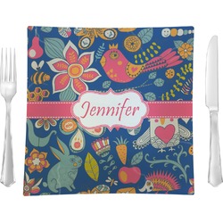 Owl & Hedgehog 9.5" Glass Square Lunch / Dinner Plate- Single or Set of 4 (Personalized)