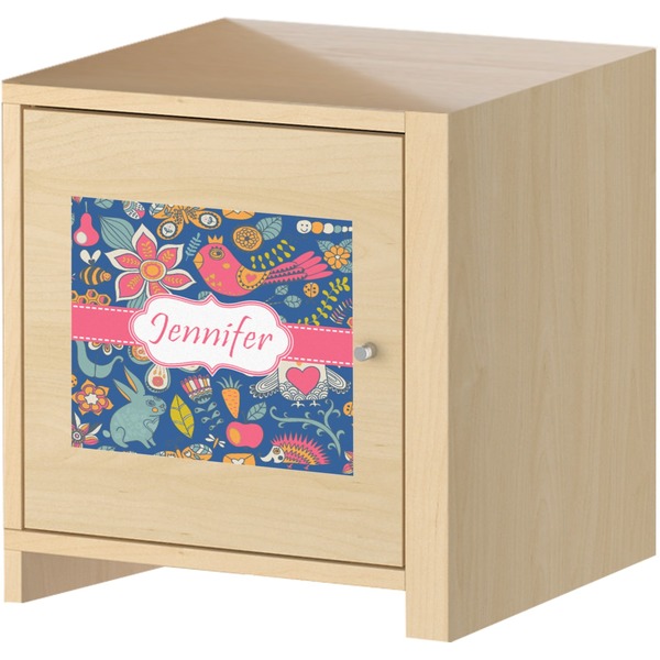 Owl & Hedgehog Square Wall Decal on Wooden Cabinet