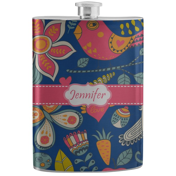 Custom Owl & Hedgehog Stainless Steel Flask (Personalized)