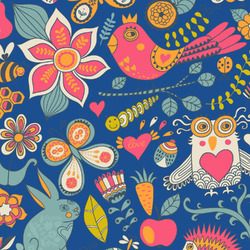 Owl & Hedgehog Fabric by the Yard - Spun Polyester Poplin