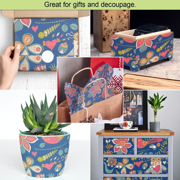 Owl & Hedgehog Tissue Paper - In Use Collage