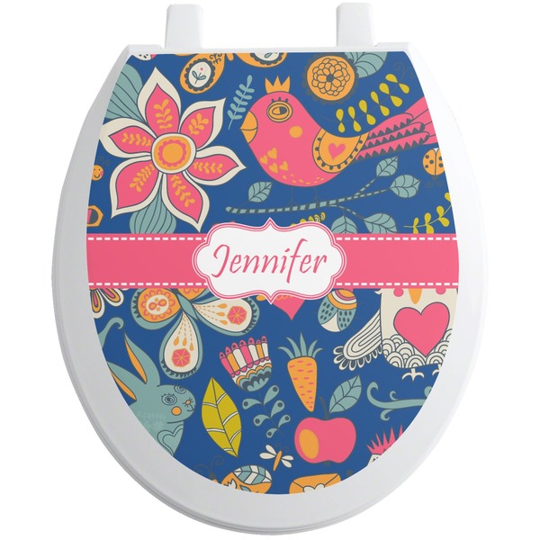 Custom Owl & Hedgehog Toilet Seat Decal - Round (Personalized)