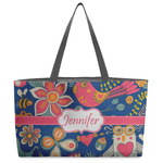 Owl & Hedgehog Beach Totes Bag - w/ Black Handles (Personalized)
