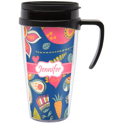 Owl & Hedgehog Acrylic Travel Mug with Handle (Personalized)