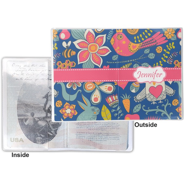 Owl & Hedgehog Vinyl Passport Holder - Flat Front and Back