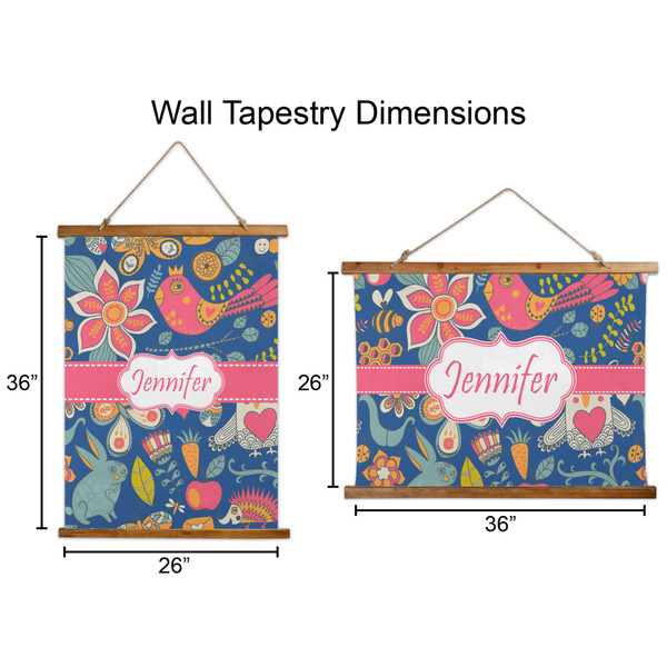 Owl & Hedgehog Wall Hanging Tapestries - Parent/Sizing