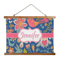 Owl & Hedgehog Wall Hanging Tapestry - Wide (Personalized)