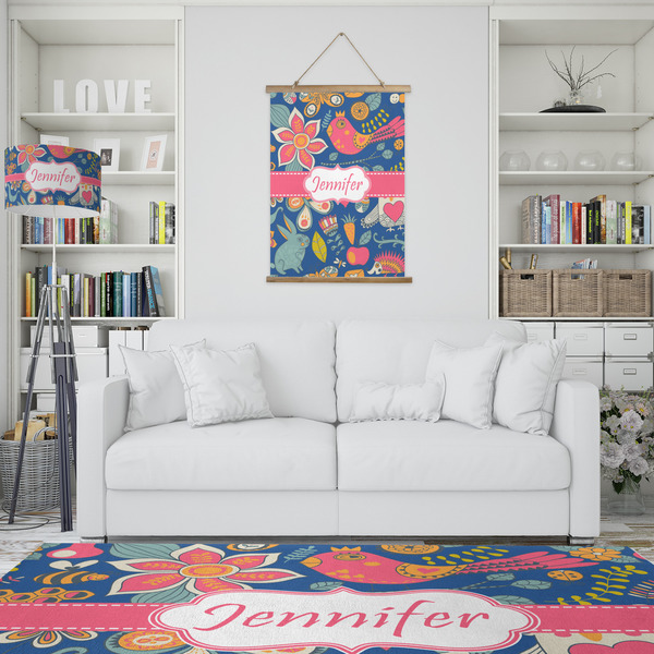 Owl & Hedgehog Wall Hanging Tapestry - Portrait - IN CONTEXT