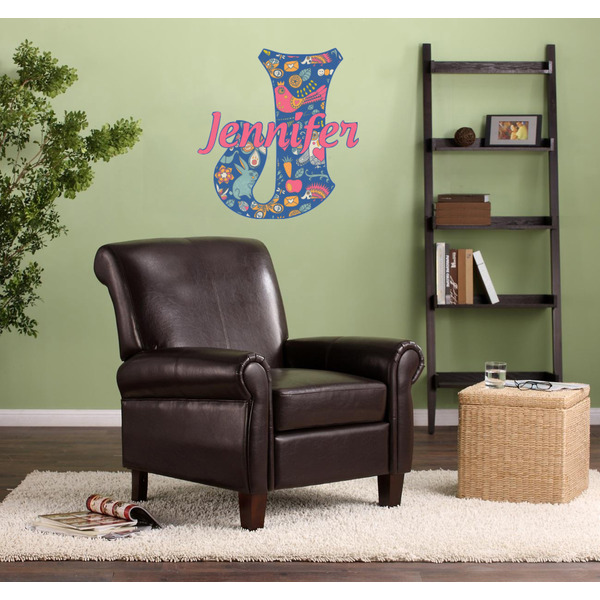 Owl & Hedgehog Wall Name & Initial Large on Living Room Wall