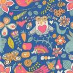 Owl & Hedgehog Wallpaper & Surface Covering (Water Activated 24"x 24" Sample)