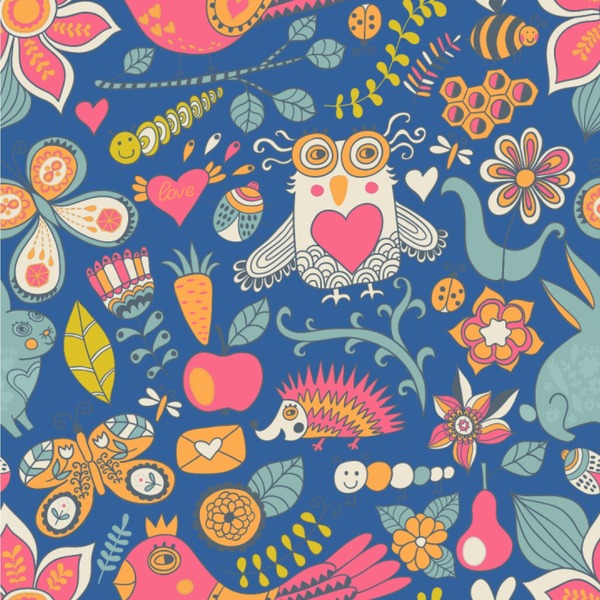 Custom Owl & Hedgehog Wallpaper & Surface Covering (Peel & Stick 24"x 24" Sample)