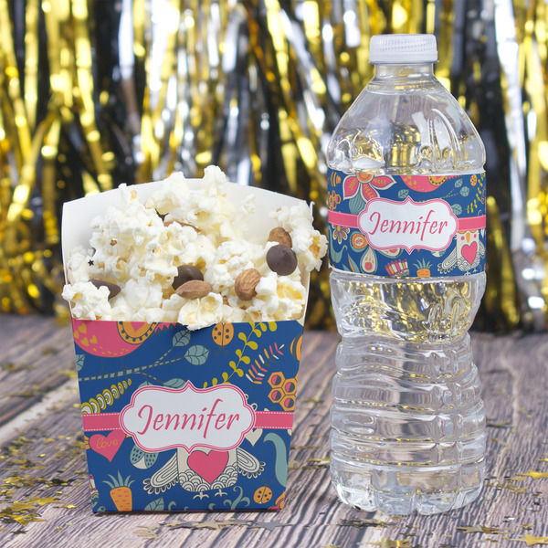 Owl & Hedgehog Water Bottle Label - w/ Favor Box