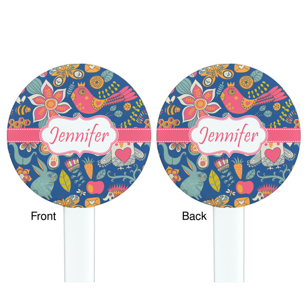 Owl & Hedgehog White Plastic 7" Stir Stick - Double Sided - Round - Front & Back