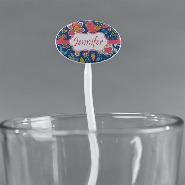 Owl & Hedgehog White Plastic 7" Stir Stick - Oval - Main