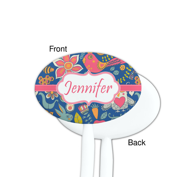 Owl & Hedgehog White Plastic 7" Stir Stick - Single Sided - Oval - Front & Back