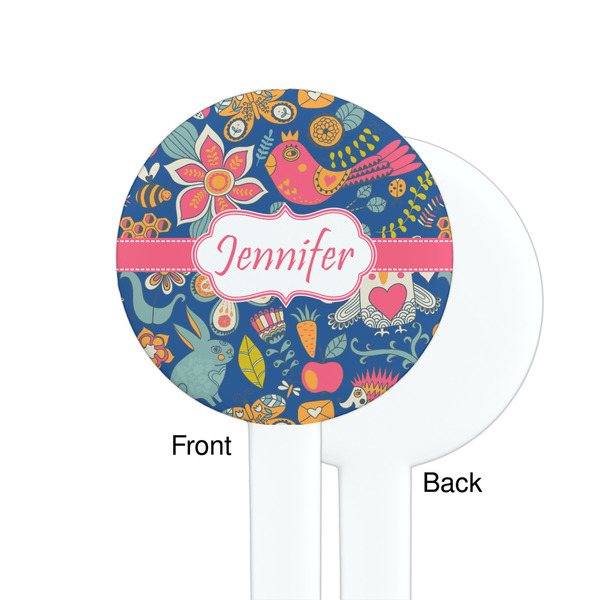 Owl & Hedgehog White Plastic 7" Stir Stick - Single Sided - Round - Front & Back