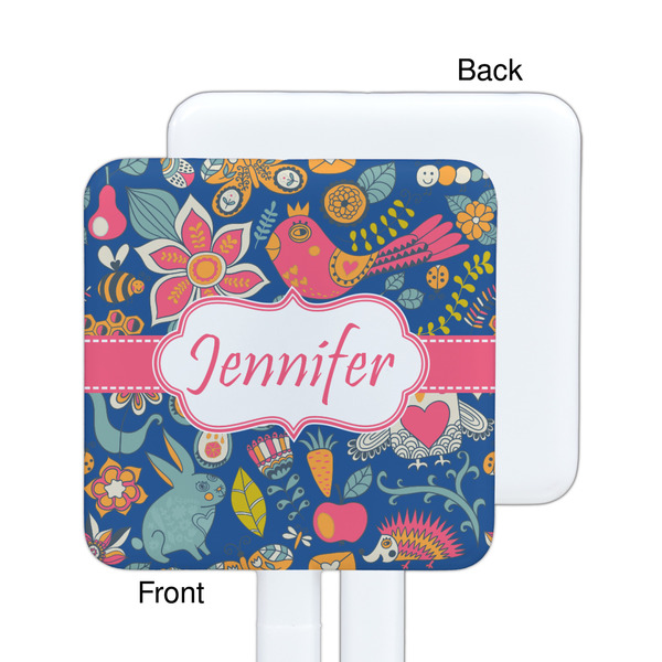 Owl & Hedgehog White Plastic Stir Stick - Single Sided - Square - Approval