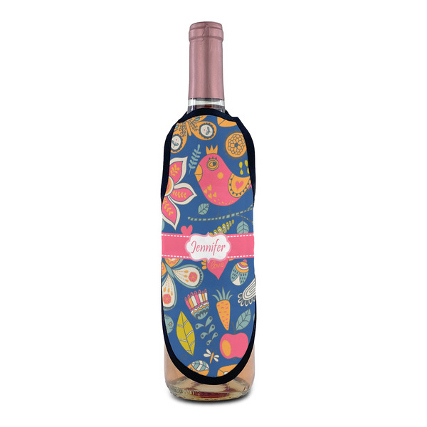 Owl & Hedgehog Wine Bottle Apron - IN CONTEXT