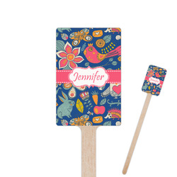 Owl & Hedgehog 6.25" Rectangle Wooden Stir Sticks - Double Sided (Personalized)