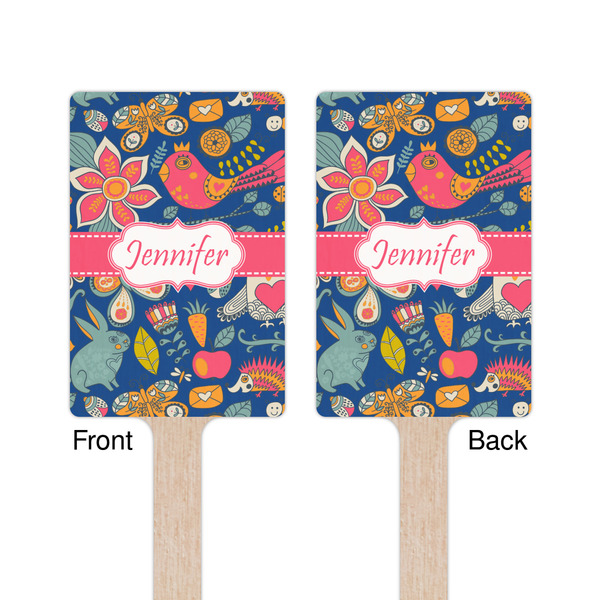 Owl & Hedgehog Wooden 6.25" Stir Stick - Rectangular - Double Sided - Front & Back