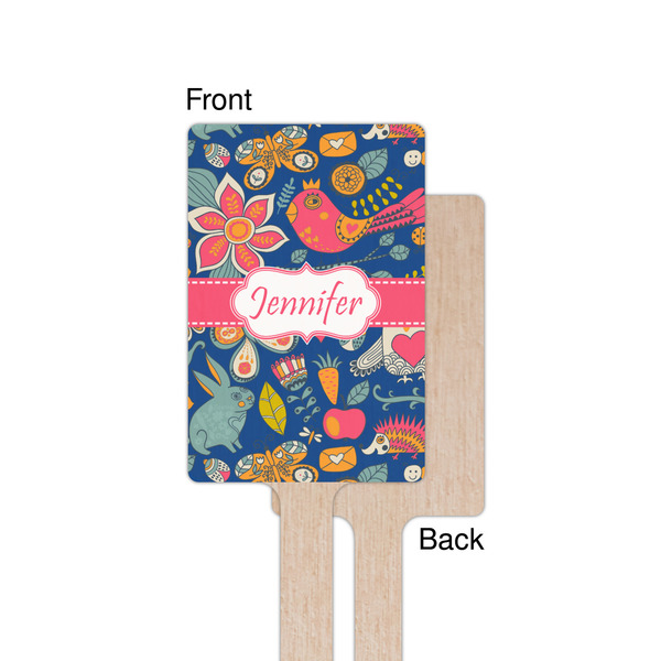 Owl & Hedgehog Wooden 6.25" Stir Stick - Rectangular - Single - Front & Back