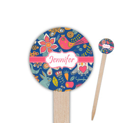 Owl & Hedgehog Round Wooden Food Picks (Personalized)